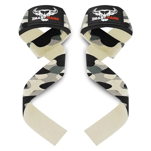 BEAST RAGE Gewichtheber-Gurte Fitness gepolsterte Handgelenkstütze aus Baumwolle Gel fortschrittliche Griffe Hantelstangen-Wickel strapazierfähige Gurte für Fitnessstudio und