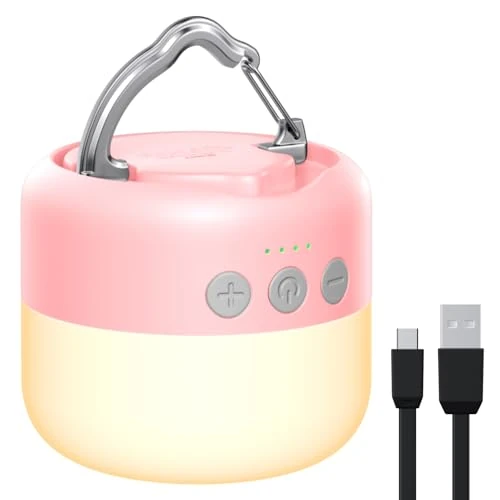 ZMNT LED Camping Laterne Wiederaufladbar 1000LM, Bis zu 320H Laufzeit Camping Zelt Licht, 6700mAh Notlicht für Hurricane, Stromausfälle, Zuhause, Wandern, Wasserabweisend Rosa