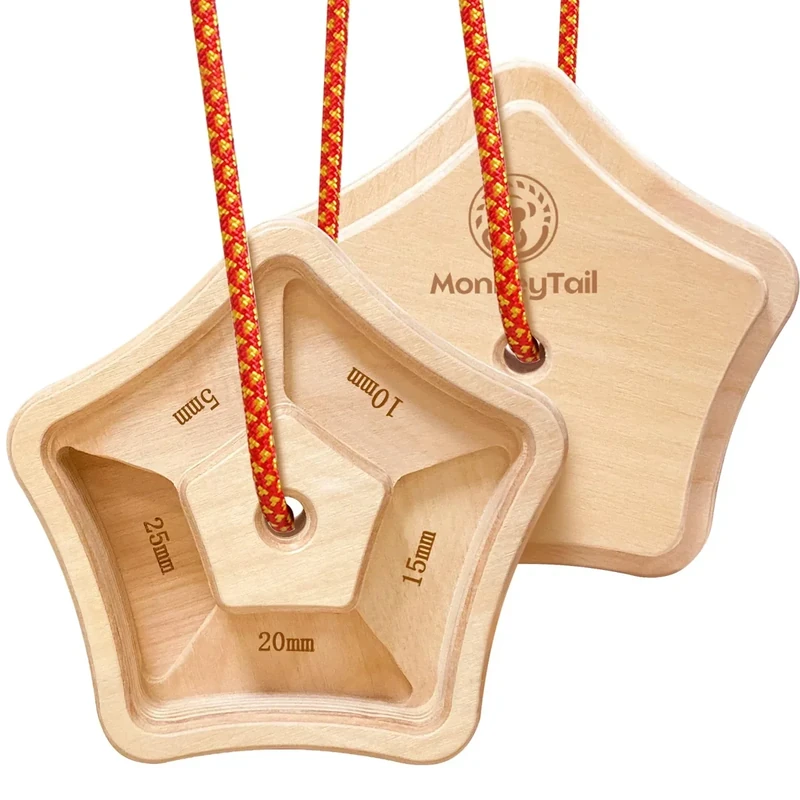 MonkeyTail Hangboard Kletterbrett zur Stärkung des Klettergriffs aus Holz für drinnen und draußen