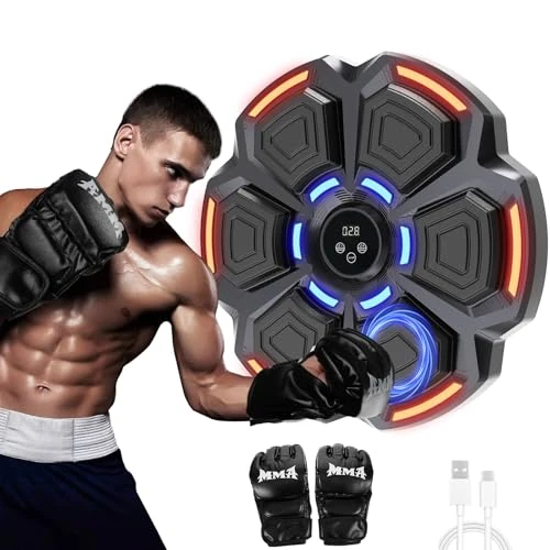 snawowo Music Boxing Machine für Erwachsene - LED Licht Bluetooth Musikboxing Maschine mit Boxhandschuhen Elektronische Boxmaschine mit Musik Boxen mit 9 Geschwindigkeitsmodi und Zählmodus - Image 1