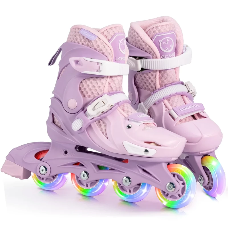 Locavun Inliner Kinder 4 Größen Verstellbare Inline Skates für Mädchen Größe 26-29 29-34 30-35 Inlineskates mit 82A PU Rollen Rollerskates
