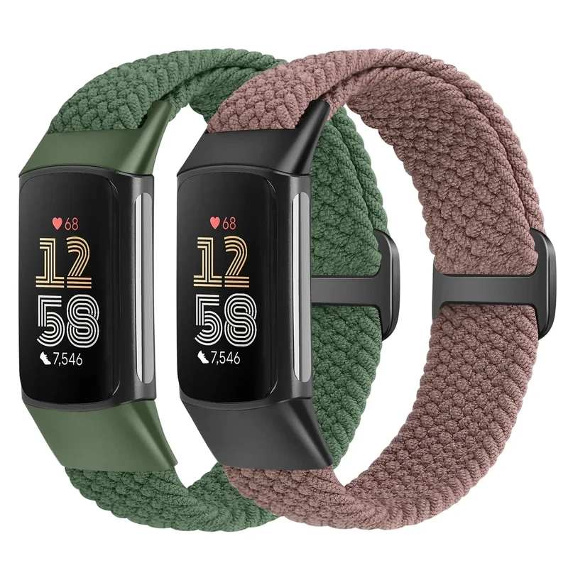 Yunshare Elastische Geflochtene Armband Nur Kompatibel mit Fitbit Charge 6/Fitbit Charge 5, Verstellbare Solo Loop Dehnbares Nylon Gewebe Ersatzarmbänder für Fitbit Charge 6/Charge 5 Damen Herren