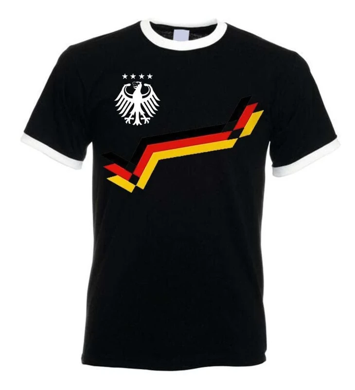 Herren T-Shirt Deutschland Retro Trikot Fußball - Schwarz S