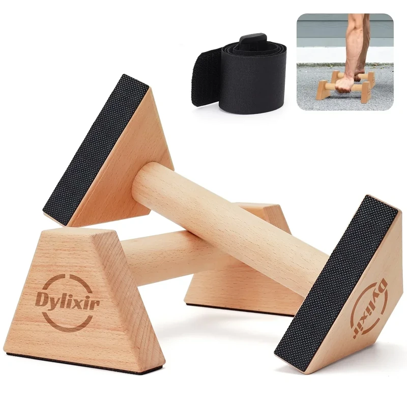 Liegestützgriffe 2 Push Up Bars Holz Parallettes gelenkschonende Liegestützgriffe Calisthenics Equipment Fitnessgeräte für zuhause Handstand & Liegestütze S