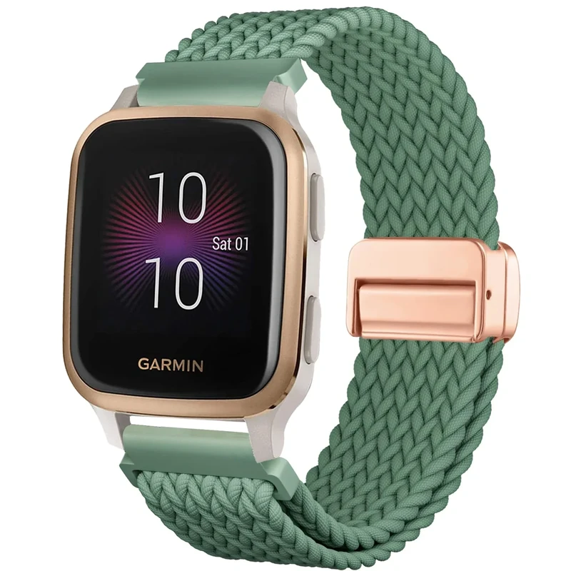 CUNUJIX Geflochtenes Armband Ersatz für Garmin Venu Sq/Venu Sq 2 Armband,20mm Elastisch Nylon Magnetverschluss Ersatzband für Garmin Venu Sq Music/Venu Sq 2 Music Damen Herren