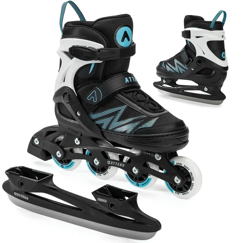 ATTABO Kinder Inliner Kylo 2in1 Blue Vielseitig verstellbare Inlineskates für Kinder 30-41 Hohe Qualität und Komfort mit 82A harten Rädern und ABEC-7 Gleitlagern Exzellente Anpassung