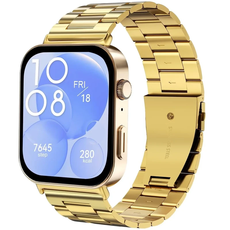 Metall Armbänder Kompatibel mit Huawei Watch Fit 4/4 Pro/Fit 3 Armband, Edelstahl Ersatzarmband für Huawei Fit 4/3 Uhrenarmband für Frauen Männer,Gold