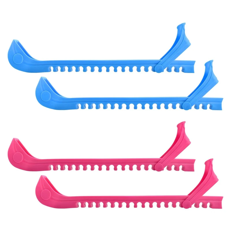 Faumsut Schlittschuhschoner, 2 Stück Hockeyschuhe, Schlittschuhe, Kufenschoner, verstellbar, Zubehör für Eiskunstlaufschuhe (Blau-Rot, Größe L)