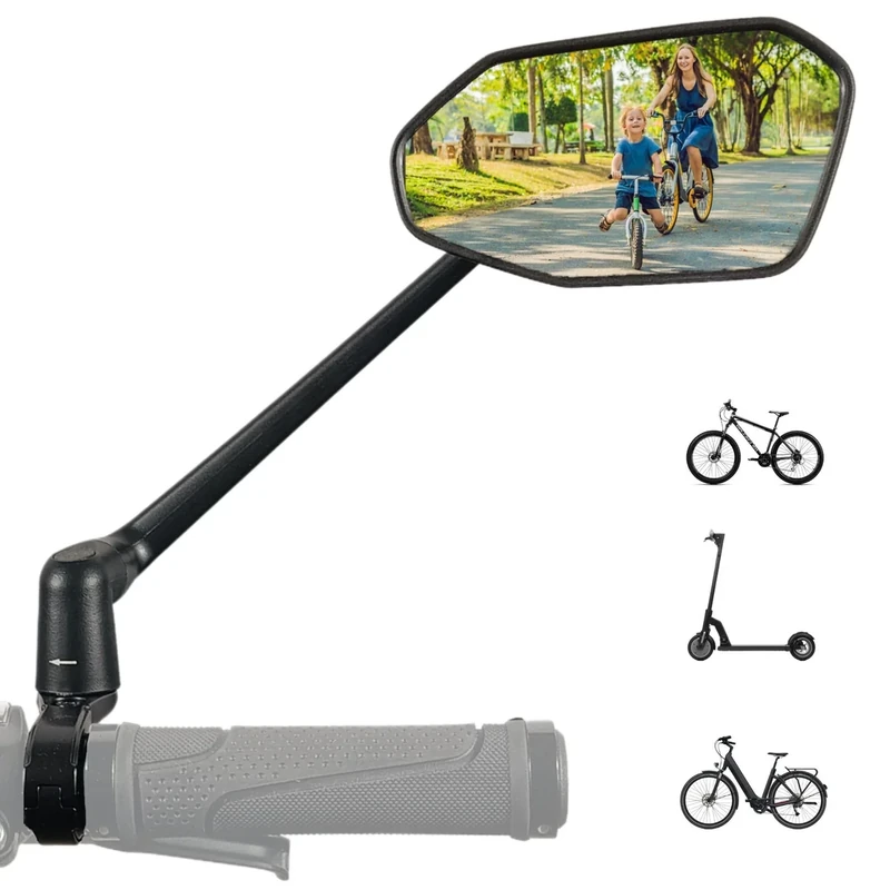 REEZER Fahrradspiegel RS3 links mit extra großer Spiegelfläche - 360° verstellbarer Fahrrad Spiegel für E-Bike & E-Scooter Lenker - Rückspiegel kompatibel mit allen Modellen - RECHTS