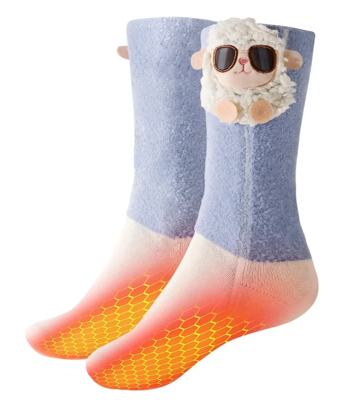 Beheizte Socken Kinder mit 4000mAh Akku – Niedliche Elektrische Heizsocken für Jungen & Mädchen, 3 Heizstufen für Alltag & Entspannung, Nicht für Skisport