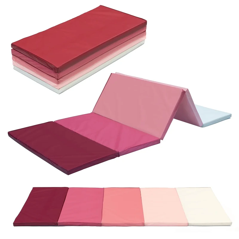 Klappbare Turnmatte, ca. 185 x 76 x 3,2 cm, tragbar, faltbar, Weichbodenmatte, Gymnastikmatte, Fitnessmatte, Yogamatte, Spielmatte für Kinderzimmer und zuhause (pink)