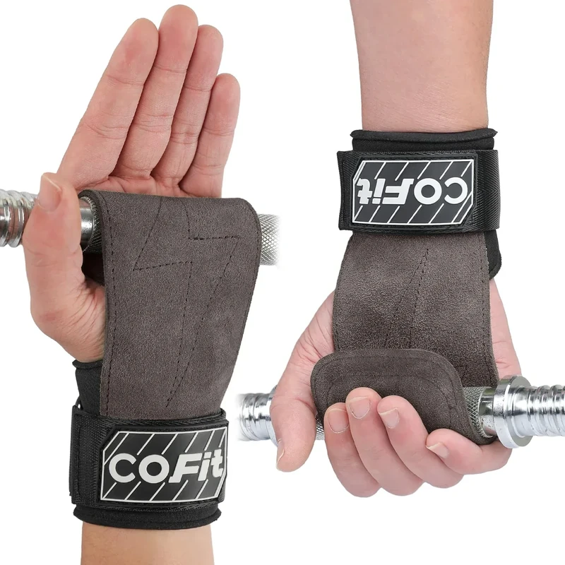 COFIT Handgelenkriemen für Gewichtheben, Workout Handgelenkbandagen, Zughilfen für Krafttraining, Kreuzheben Gurte, Verbesserte Griffigkeit für Hand und Handgelenkschutz - Hellgrau