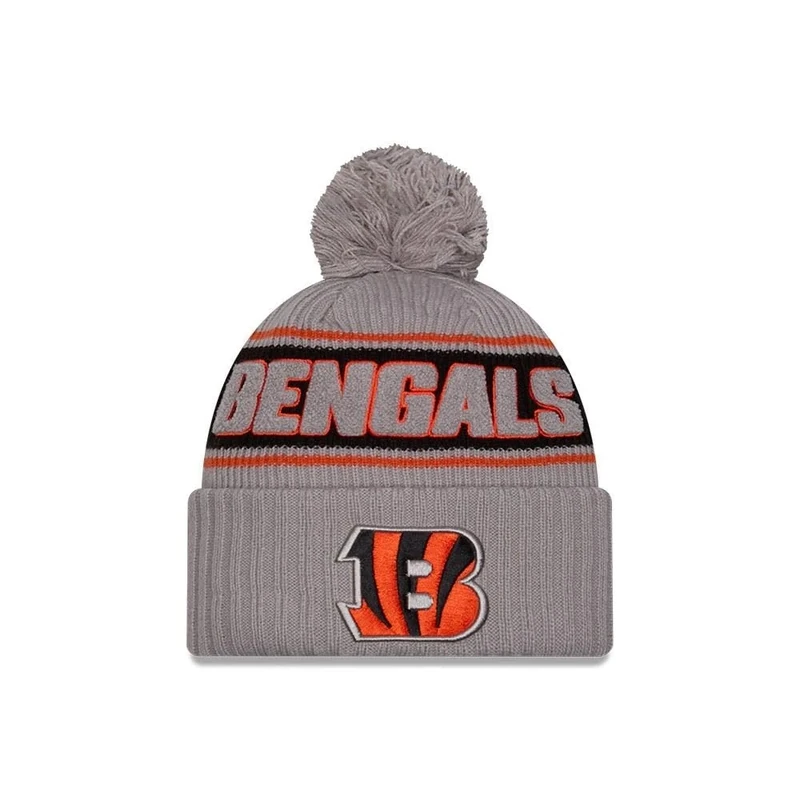 New Era Cincinnati Bengals NFL 2024 Sideline Sport Knit Grau Bommelmütze - One-Size