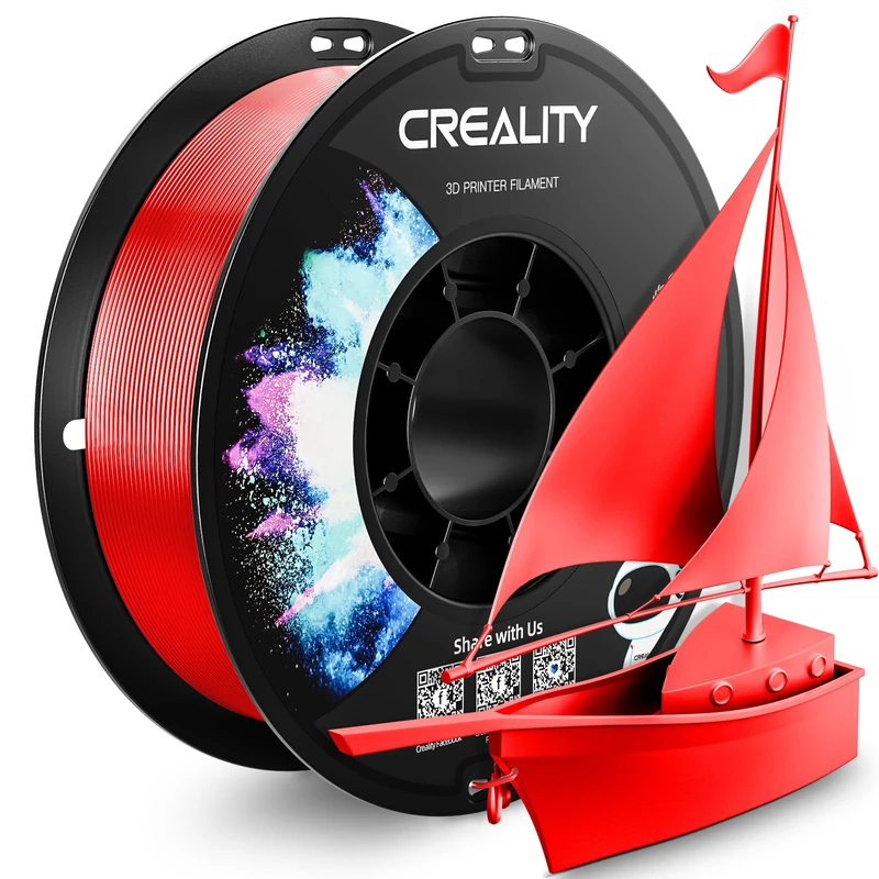CREALITY PETG-Filament, 1,75 mm, 3D-Drucker-Filament, 1 kg sauber gewickelte Spule, Maßgenauigkeit ± 0,03 mm, hervorragende Zähigkeit, passend für die meisten FDM-3D-Drucker, rotes PETG