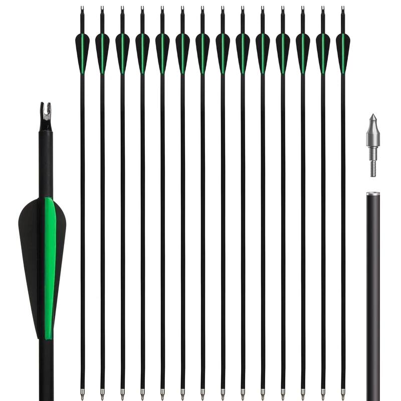NorthSpoor 14 Stück Carbonpfeile 30 Zoll mit abnehmbaren Pfeilen für Jugend und Erwachsene, Bogenschießübungen, Bögen und Pfeile für Outdoor Training