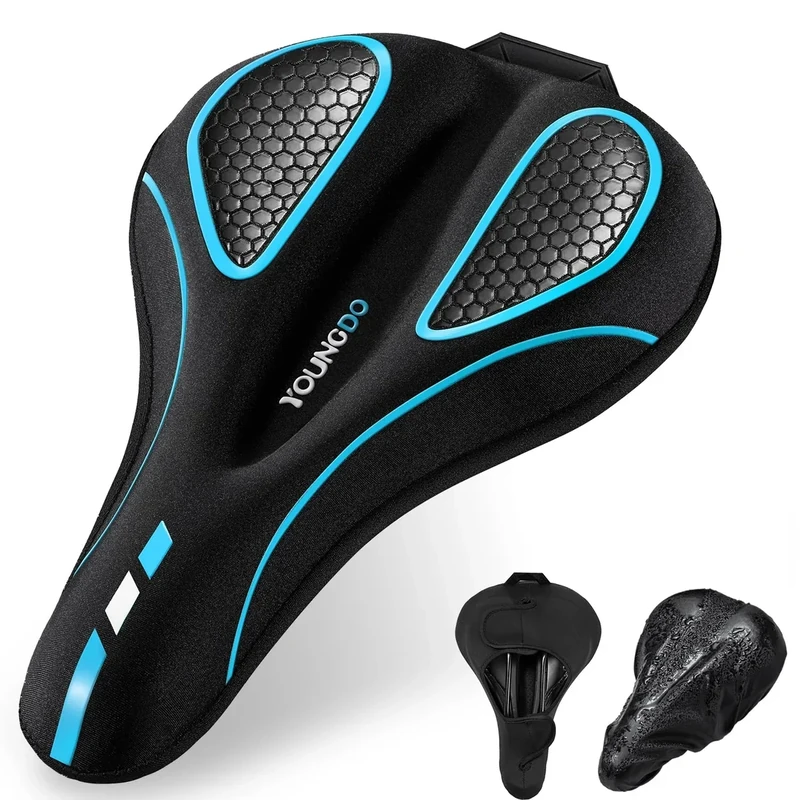 YOUNGDO Fahrradsattel Überzug, Ergonomischer Gel Sattelbezug, Fahrradsitz Polsterung, Weich und Bequem, mit Regenschutz, für Damen & Herren