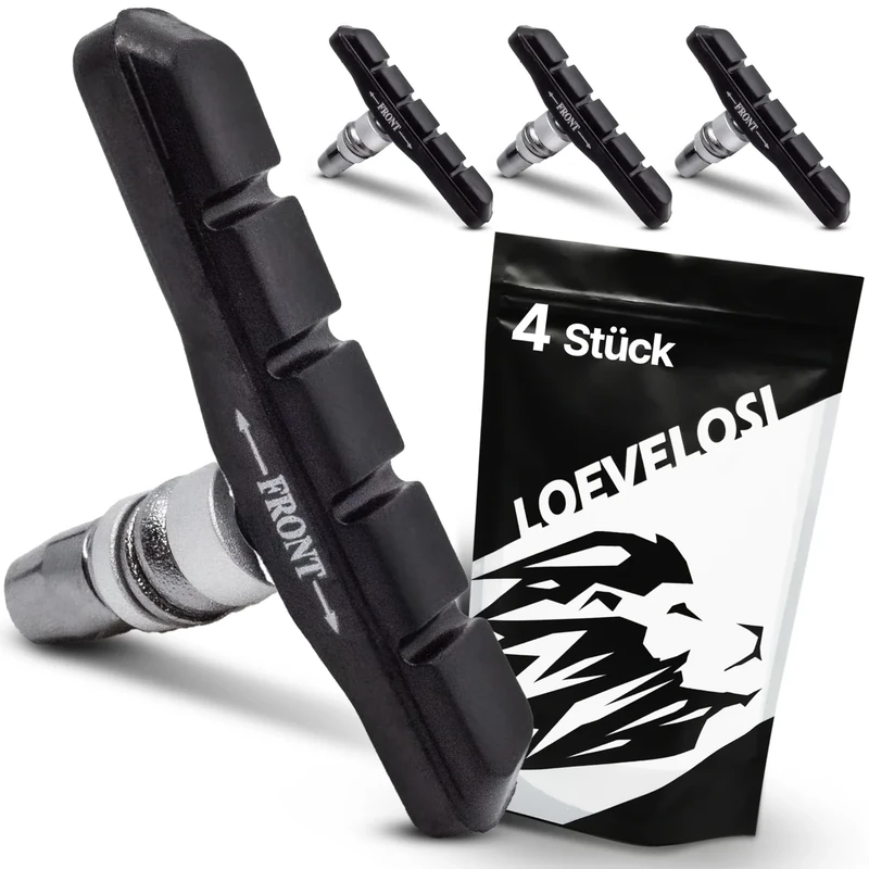 LOEVELOSI Geräuscharme Bremsbeläge Fahrrad OTC Bremsschuhe 4X Felgenbremsen Set für V-Brake Asymmetrisch Bremsklötze für V-Bremse Felgenbremse Fahrradbremsen Bremsen Bremsschuhe Bremsbacken Beläge