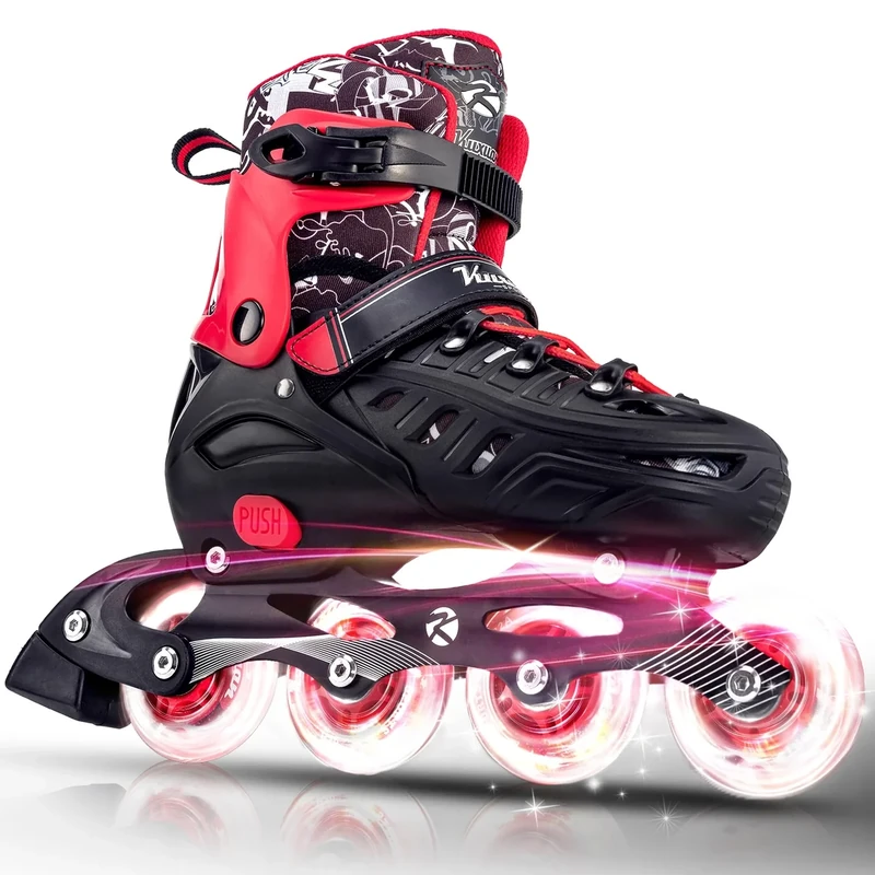 Kuxuan Skates Inline-Skates für Kinder Einstellbare Fun Illuminating Skates für Mädchen, Jungen, Frauen Outdoor-und Indoor-Anfänger