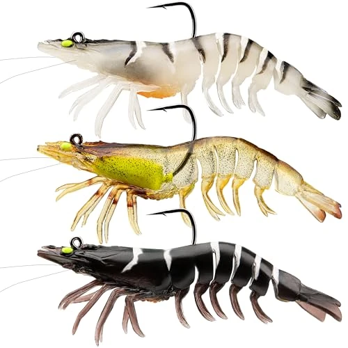 TRUSCEND Vorgerigte Angelvorrichtungen, 1:50, super langlebige TPE-Bass-Angelköder, gut gemachter, lebensechter, weicher Garnelen-Badeköder, unkrautloser MarshSwamp-Angelköder für Forelle, Crappie