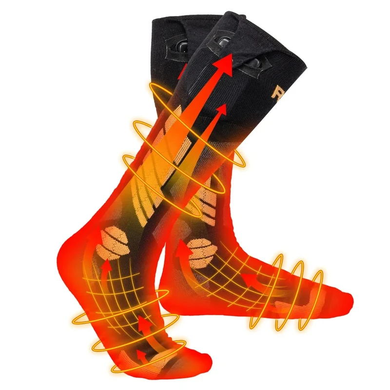 KEMIMOTO Beheizte Socken für Herren Damen, Heizsocken mit Vollfuß- und Zehenheizung, App-Steuerung Thermosocken Waschbar, Warme Beheizte Socken aus Schafwolle für Radfahren, Skifahren, Angel, Jagd