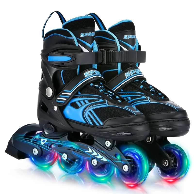 TOMSHOO Inliner, Rollschuhe Inline Roller Skates mit 4 Größen Verstellbar, LED Rädern, Mehrere Größenoptionen, Inlineskates für Kinder Erwachsene Jungen Mädchen