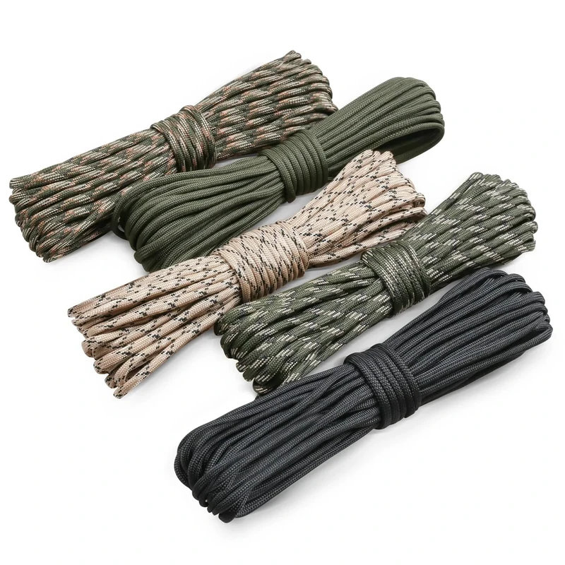 VABNEER 5er Set Paracord 550, 10m x 4mm, 7-strängig, bis 250kg belastbar, Ideal für Outdoor Survival & Camping