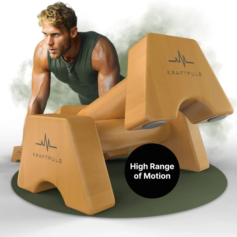 KRAFTPULS® Liegestützgriffe - als Calisthenics Equipment – rutschfeste & nachhaltige Parallettes und Handstand Griffe - ideal als Calisthenics Griffe