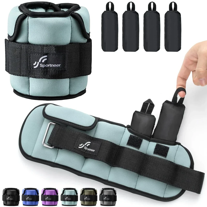 Sportneer Verstellbare Knöchelgewichte: Verbesserte Verstellbare Beingewichte, Gewichtsmanschetten Gewichte für Fitnessstudio, Fitness, Workout, 0,45–2,3 kg pro Knöchel, 0,9-4,5 kg pro Paar