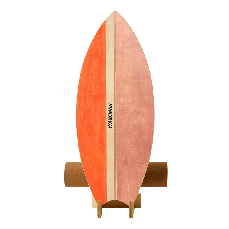 XCMAN Surf Balance Board Trainer mit Rolle - Stabilitätstrainer,Für Erwachsene, Balance-Board zum Surfen, Snowboarden, Skateboarden, Hockey (Rocket Orange)