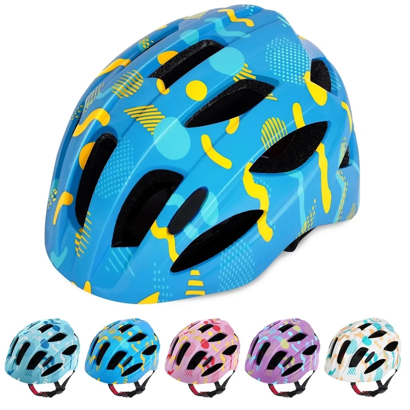 Fahrradhelm Kinder, Verstellbarer Kinderhelm für Jungen und Mädchen im Alter von 5–15 Jahren, Multisport-Kinderhelm (50–59cm), Sicherheitshelm für Fahrrad, Roller, Skating (Yellow+Blue, S: 50-55cm)