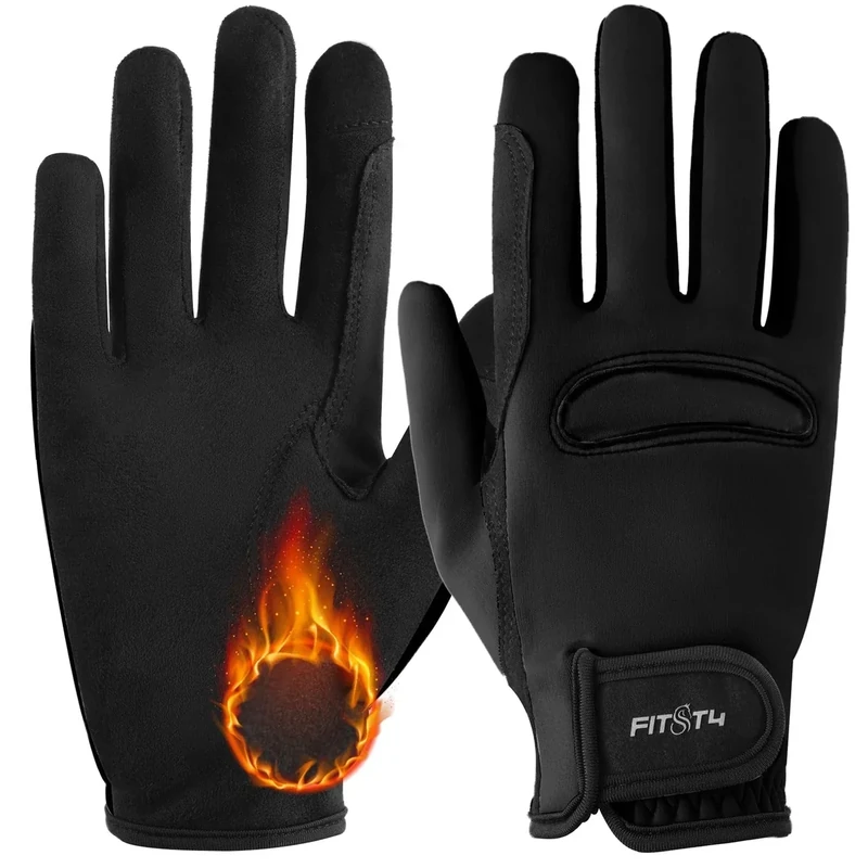 FitsT4 Sports Reithandschuhe Kinder Winter Grip rutschfest Handschuhe Reiten Kinder Jungen Mädchen mit Touchscreen-Design für Reitsport Sports,Schwarz,XL