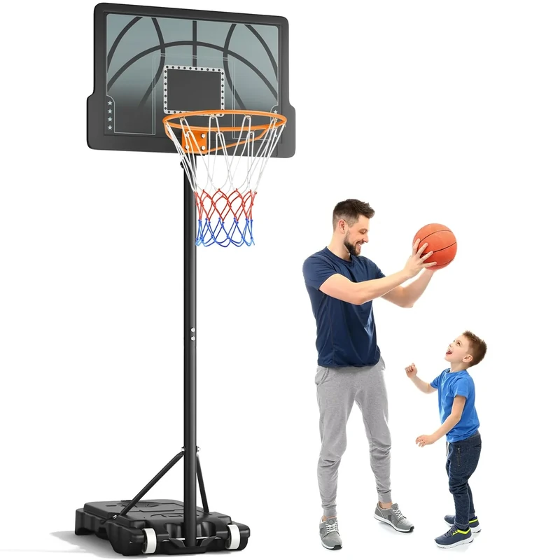 Yohood Basketballkorb Outdoor Kinder,Basketballkörbe mit Ständer Höhenverstellbar 110-210cm,Tragbarer Basketballkorb Indoor/Outside Wetterfest Schwarz