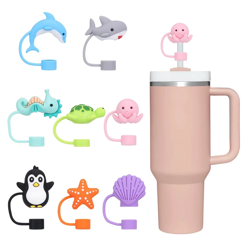 GADITIEK 8Stück Strohhalm Abdeckung für Stanley Cup Zubehör, 10mm Staubdichte Silikonmaterial Strohhalm Zubehör, Strohhalme Abdeckung Accessories für Stanley Tumbler Zubehör