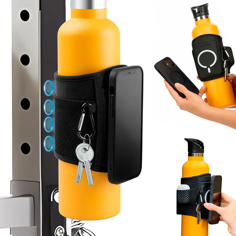 Innela MagnetFit-Wasserflaschenhülle für das Fitnessstudio mit Magneten - Kompatibel mit Apple MagSafe - Tasche für AirPods und Schlüssel - Shaker für Proteine und Flasche - Nimm dein Training auf