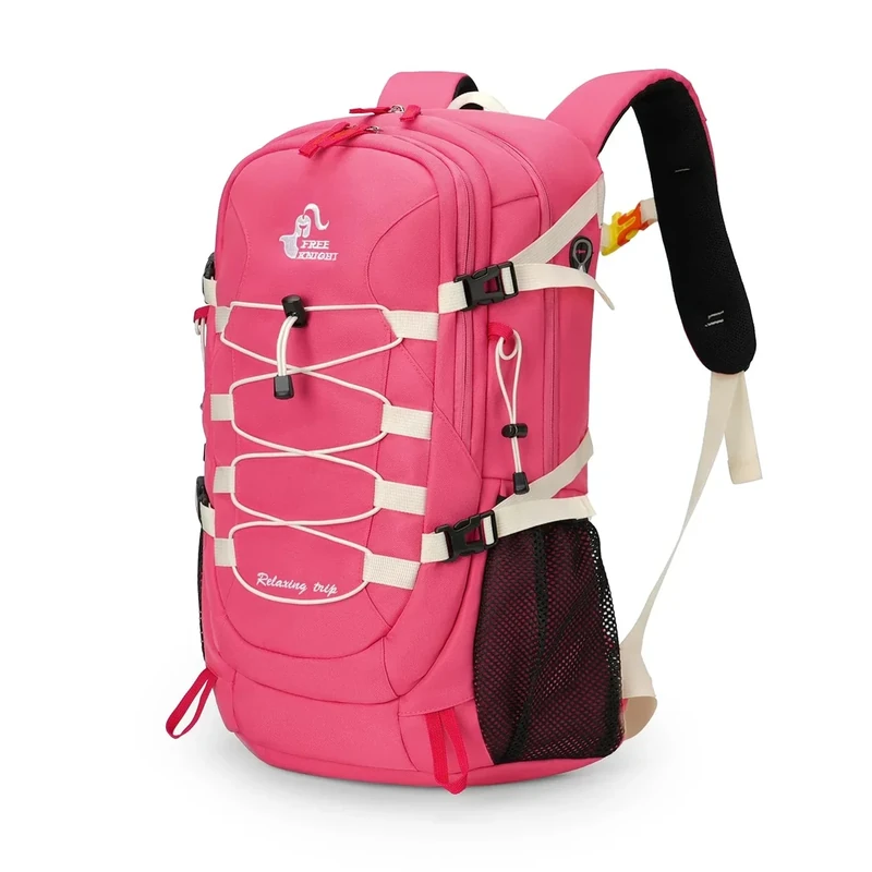 Bseash 40L Leichter wasserdichter Wanderrucksack mit Regenschutz, Outdoor Sport Reise Tagesrucksack Multifunktions Reisetasche für Camping Klettern Skifahren Radfahren (Rosa)