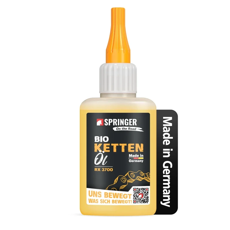 SPRINGER RX3700 - - Bio Kettenöl 50ml - - Made in Germany - - Fahrrad-Kettenöl Korrosions- & Verschleißschutz - - Allwetter Fahrradöl schonend - - Ketten-Fett für z.B. E-Bike & MTB