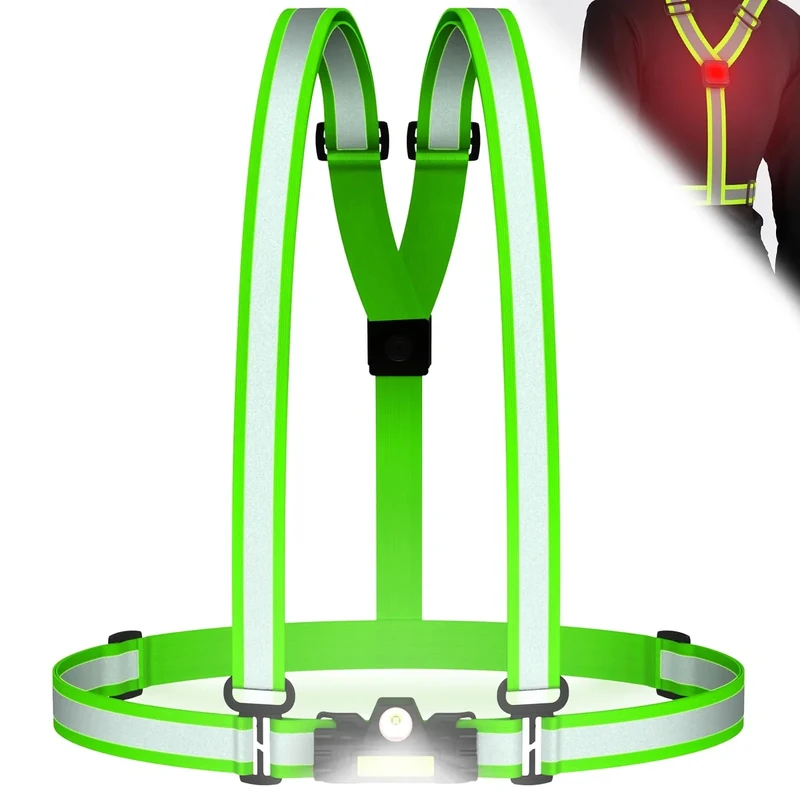 Coorattyes LED Laufweste Reflektorweste Warnweste Fahrrad, Reflektierende Leuchtweste mit hochsichtbarem Nachtlauflicht,High-Vis lauflicht für Laufen, Joggen,LED Wiederaufladbare lauflampe joggen