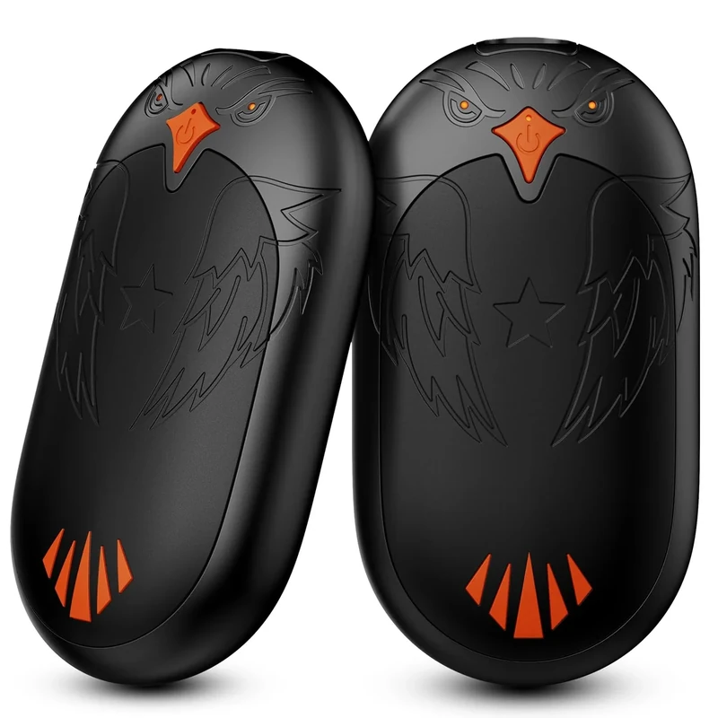 Handwärmer Elektrisch 2 Pack, Tragbare Taschenwärmer 2 in 1 Handwärmer mit 3 Heizmodi 20 Stunden Lang Anhaltende Wärme, Wiederverwendbar Hand wärmer USB für Outdoor im Winter - Schwarz