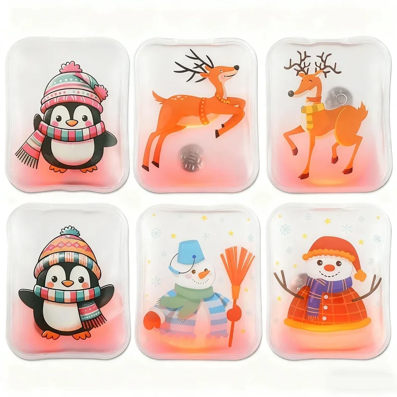 Taschenwärmer Handwärmer, Faszinierende Handwärmer Kinder Set: 6 Stück Wiederverwendbar Taschenheizkissen für Unterwegs Winter Wichtelgeschenk mit Winter Pinguin Motiven Stern/Weihnachtsbaum Muster