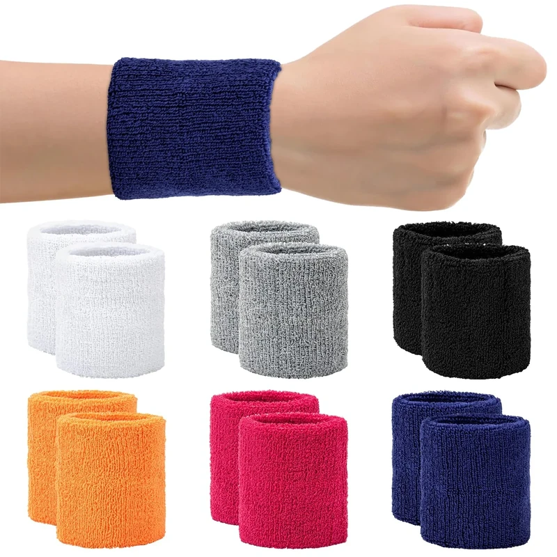 12 Stück Schweißband Handgelenk, Absorbierende Schweißbänder für Männer Und Frauen, Bunte Schweißband Handgelenk für Tennis, Basketball, Fußball, Football (Style A)