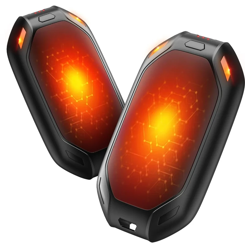 Elektrischer Handwärmer, 2-Pack Wiederaufladbarer Magnetischer Taschenwärmer, Ultraleicht und Dünn Mit 6000 mAh Großer Kapazität, 3 Heizmodi für Männer und Frauen, Outdoor, Golf, Camping (Schwarz)