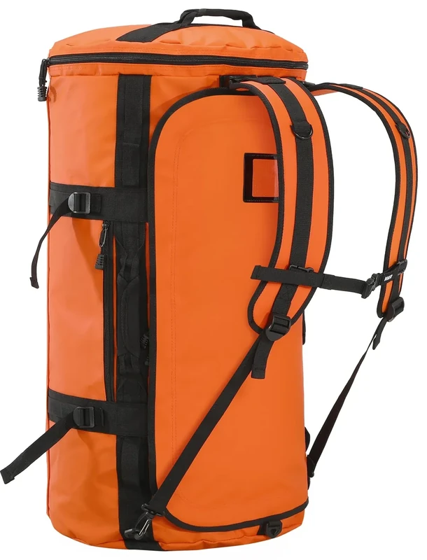 MIER Großer Duffle-Rucksack, Sporttasche mit Schuhfach, strapazierfähig und wasserabweisend, Orange, 45 l