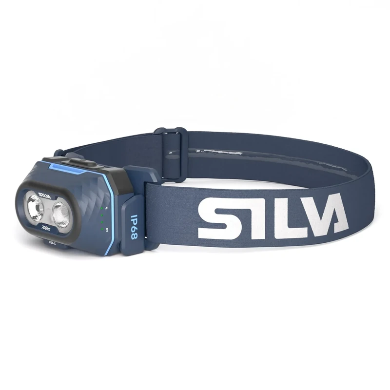 Silva Stirnlampe LED Wiederaufladbar USB C - Explore 5-700 Lumen Stirnlampe Rotlicht - 4 Helligkeitsstufen - Weiß, Orange & Rot LED Kopflampe - Batterieanzeige - Kopflampe Aufladbar