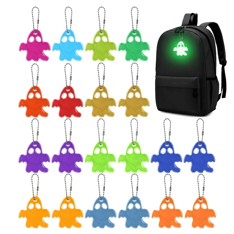 Reflektoren Kinder, 20 Stück Reflektor Anhänger, Leuchtanhänger Schulranzen, Reflektoren Schulranzen Schlüsselanhänger, Sicherheits Reflektor Anhänger für Schultasche Kleidung Rucksack Radfahren