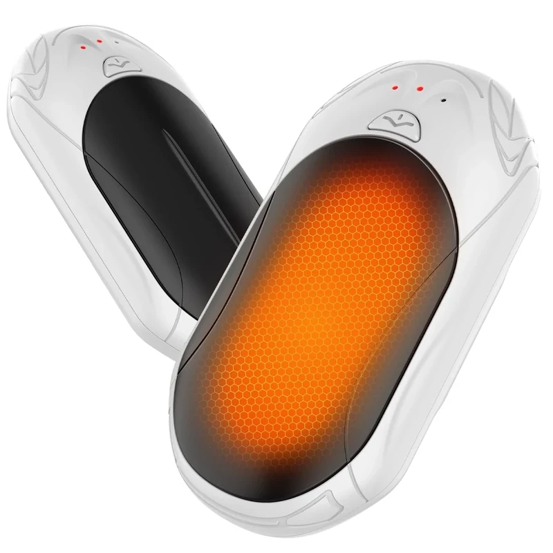 BOSONER Handwärmer Elektrisch Taschenwärmer Wiederaufladbar: 2er-Set 6000mAh Elektrischer Handwärmer Aufladbar Tragbare USB Heizung - Geschenk für Frauen Männer (Schwarz-Weiß, Eine Größe)