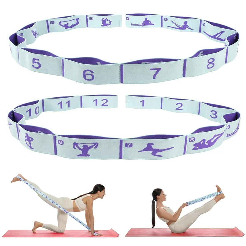 CEILIWEN Widerstandsbänder, lange Stoff-Widerstandsbänder, Yoga-Dehnungsbänder, Stretch-Widerstandsbänder für Übungen, Stretchgurte für Physiotherapie, Yoga, Pilates, Fitness (2 Stück, 12