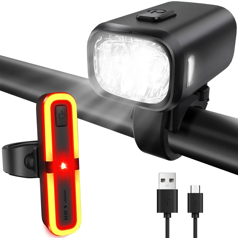 FORTRY Fahrradlicht Set Mit Bremsblinkfunktion, StVZO Zugelassen Fahrradlampe，Radlicht LED Fahrradbeleuchtung，IPX5 Wasserdicht Fahrradlichter Vorne und Rücklicht, Licht Fahrrad USB Typ C