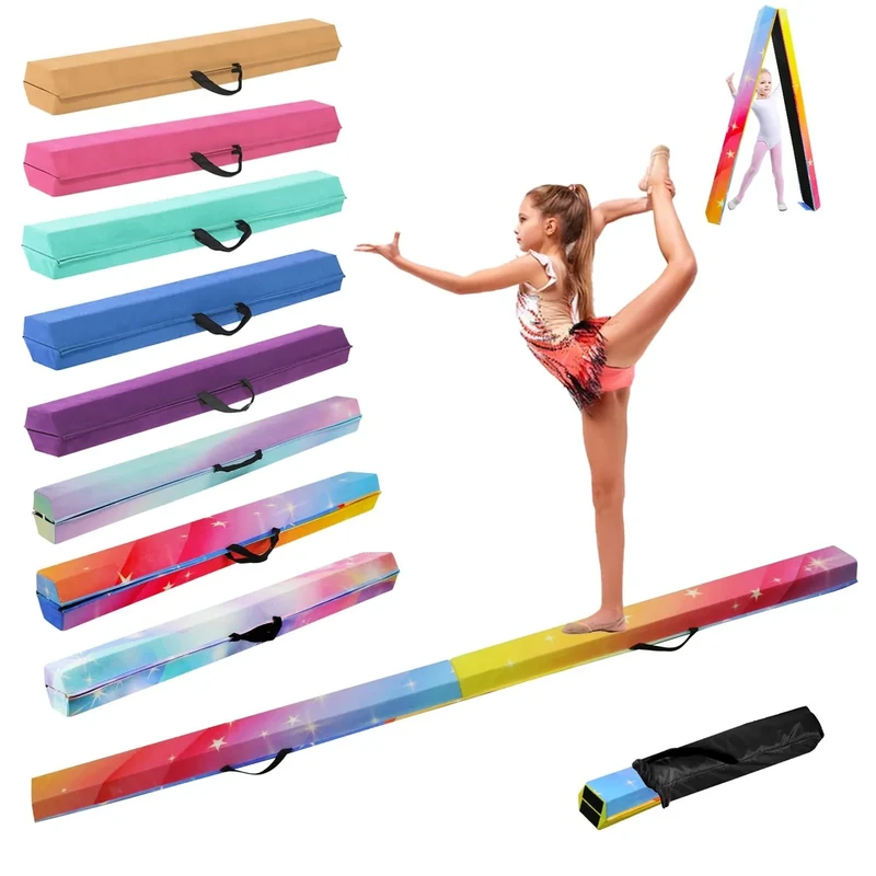 SportBob Schwebebalken für Zuhause, 270cm Balken Turnen Klappbar Tragbar für Kinder Erwachsene, Gymnastik Balken Balance Beam mit Rutschfester Gummiboden für Professionelle Turner oder Anfänger