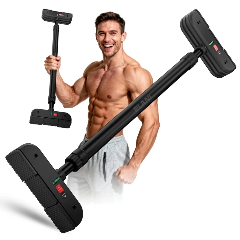 ELANI – sichere Klimmzugstange 70-92 cm bis 200 kg für Türrahmen ohne Bohren mit innovativer Gewindesperre – Pull Up Bar, Türreck Klimmzugstange Türrahmen, Klimmzug, Klimzugststange