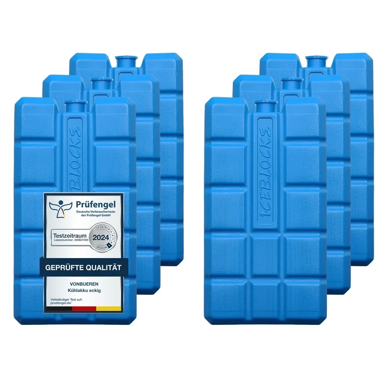 VonBueren 2-24 Kühlakkus für Kühltasche 12h Lange Kühlung | ca. 200 g je Kühlakku | ca. 8,1 x 15,2 x 2,2 cm | auch für Kühlbox (6)